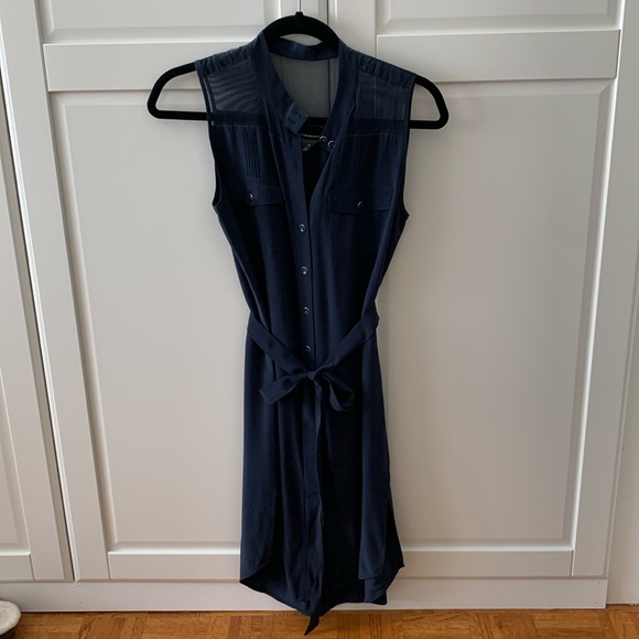 Club Monaco navy silk dress, size 0 - Picture 1 of 4